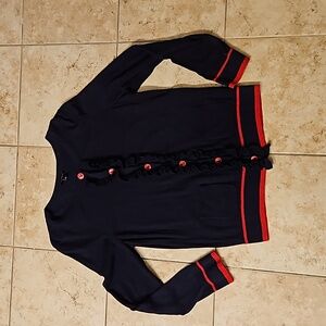 Talbots size large navy and red cardigan
